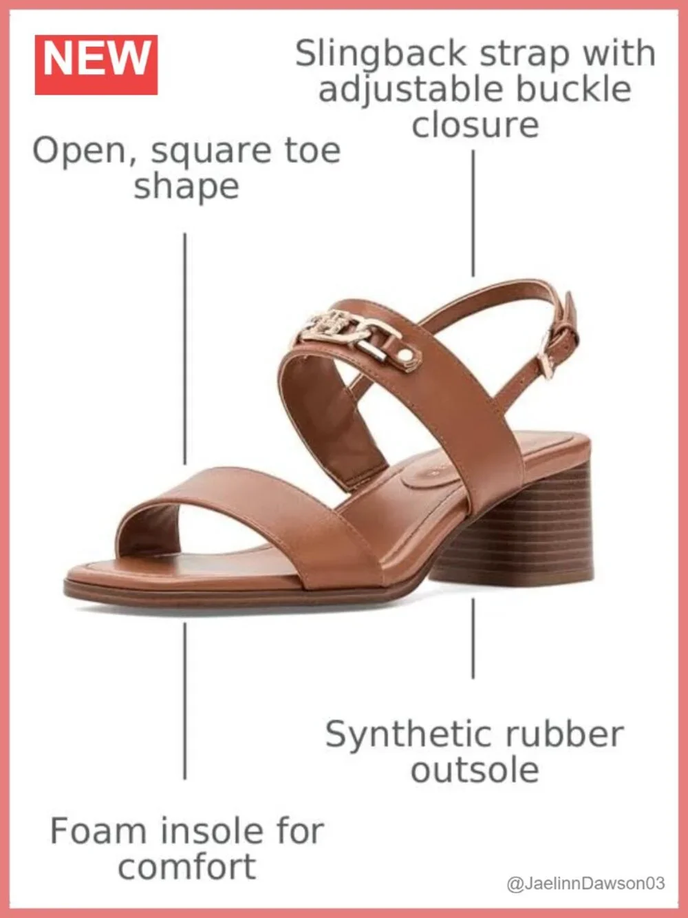 Heeled Sandals Block Heel PU Slingback Adjustable